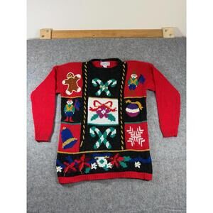 Vintage Spice of Life Red Christmas Ramie Sweater Ugly Holiday Party Size M